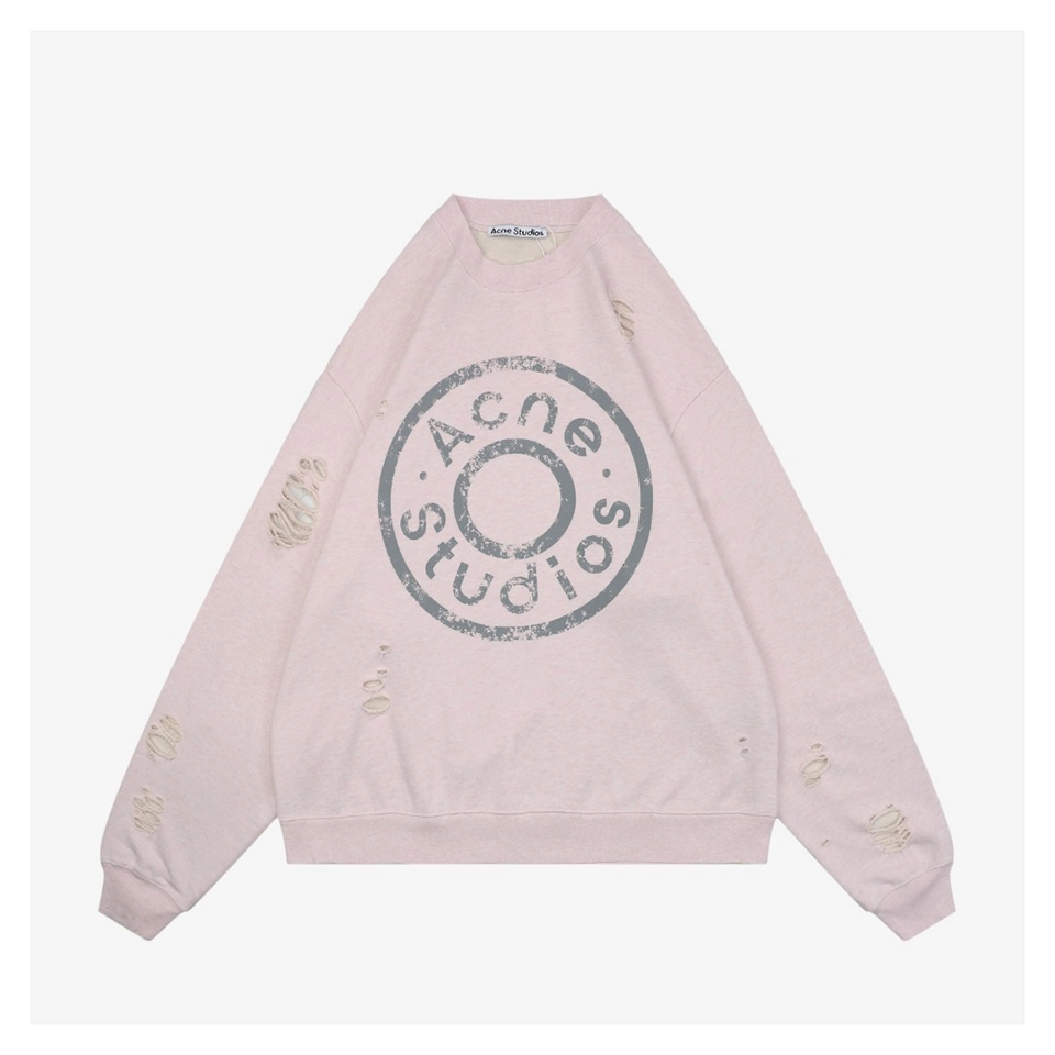 Acne Studios Distressed Circle Logo Crewneck Sweatshirt