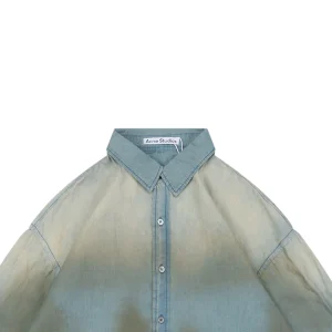 Acne Studios Paint-Splattered Distressed Denim Shirt