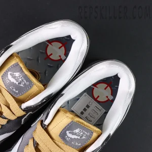 Insole view of Nike Air Max 1 “Low Poly - Big Head Mode” showing digital target graphic and grey patterned interior.