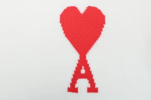 Ami Heart Intarsia Turtleneck Sweater White Brand