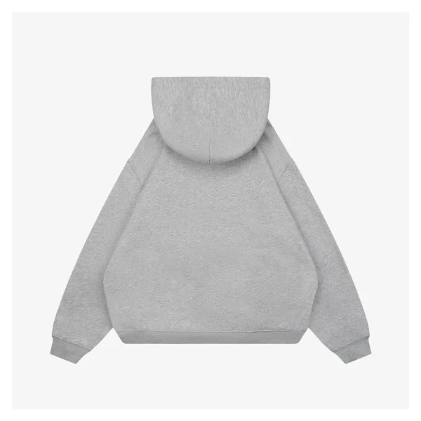 Ami Paris Heart Logo Embroidered Zip-Up Hoodie Grey Back view