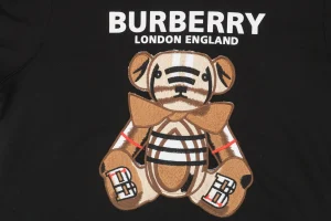 BBry Bear Patch Embroidered Hoodie Black Front Print