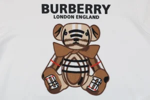 BBry Bear Patch Embroidered Hoodie White Front Print