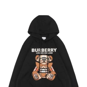 BBry Bear Patch Embroidered Hoodie Black
