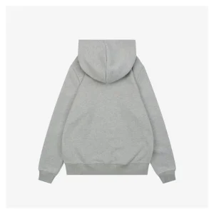 BBry Check Embossed Equestrian Knight Logo Flocked Hoodie Grey Back view