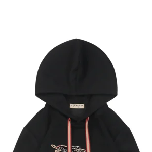 BBry Check Embossed Equestrian Knight Logo Flocked Hoodie Black