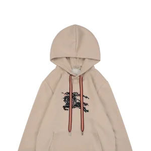 BBry Check Embossed Equestrian Knight Logo Flocked Hoodie Brown