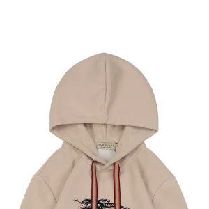 BBry Check Embossed Equestrian Knight Logo Flocked Hoodie Brown