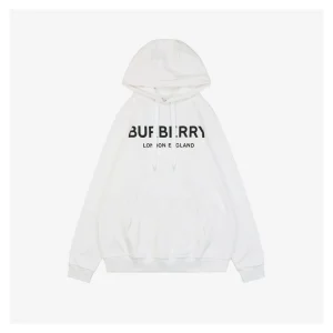 BBry Double Logo Print Hoodie White Front view