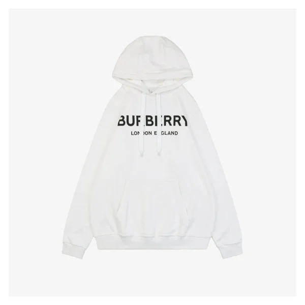 BBry Double Logo Print Hoodie White Front view