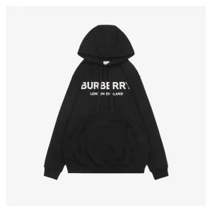 BBry Double Logo Print Hoodie Black Front view