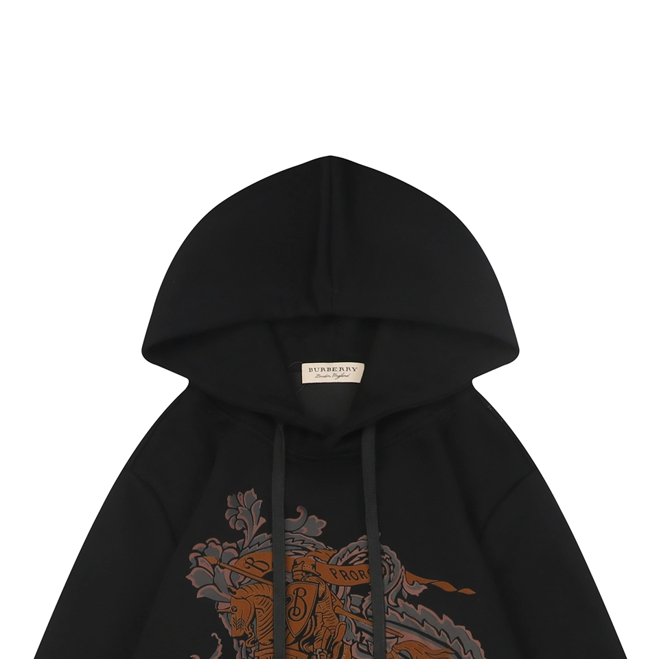 BBry Embossed Equestrian Knight Logo Hoodie Black