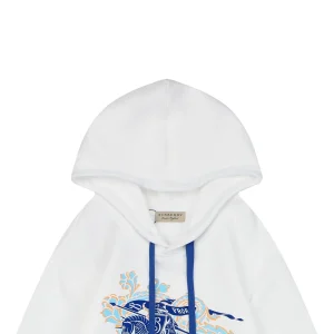 BBry Embossed Equestrian Knight Logo Hoodie White