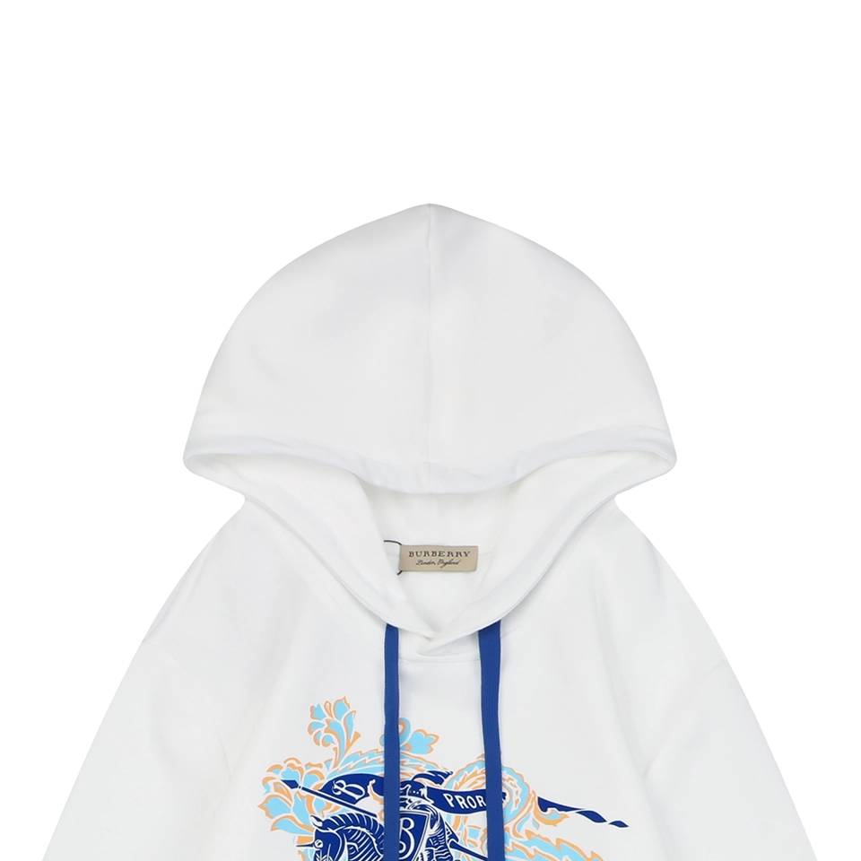 BBry Embossed Equestrian Knight Logo Hoodie White