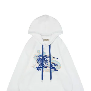 BBry Embossed Equestrian Knight Logo Hoodie White