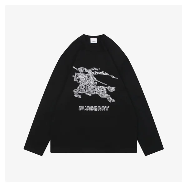 BBry Equestrian Knight Fine-Line Embroidery Shirt Black Front View