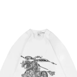 BBry Equestrian Knight Fine-Line Embroidery Shirt White