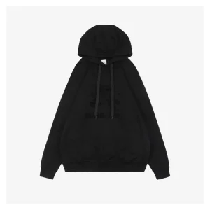 BBry Terry-Embroidered Knight Hoodie Black Front view