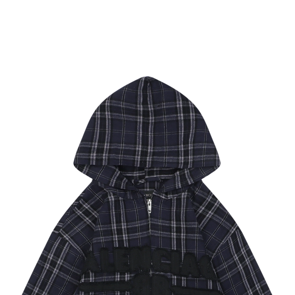 Balenciaga Checkered Hooded Patch Logo Jacket