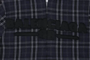 Balenciaga Checkered Hooded Patch Logo Jacket
