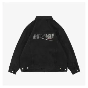 Balenciaga “Coke Tape” Embroidered Washed Denim Jacket Back view