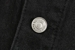Balenciaga “Coke Tape” Embroidered Washed Denim Jacket Button