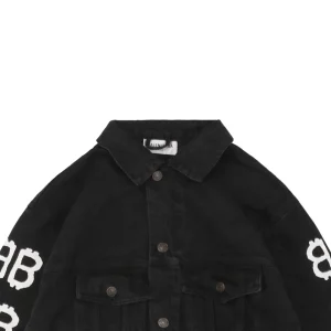 Balenciaga Graffiti Double-B Logo Denim Jacket Black