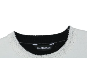 Balenciaga Hand-Logo 3B Sleeve Knit Sweater White Collar