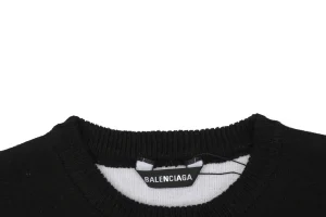 Balenciaga Hand-Logo 3B Sleeve Knit Sweater Black Collar