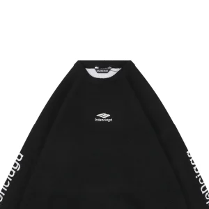 Balenciaga Hand-Logo 3B Sleeve Knit Sweater Black
