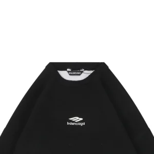 Balenciaga Hand-Logo 3B Sleeve Knit Sweater Black