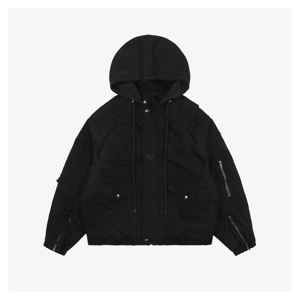 Balenciaga Heavy Distressed Washed Hooded Jacket