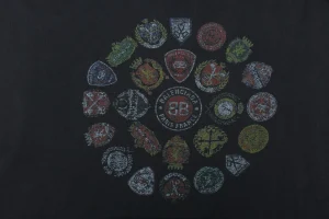 Balenciaga Multi-Badge Graphic Print Oversized Hoodie Front Print