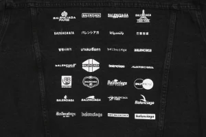 Balenciaga Paris Multi-Logo Print Denim Jacket Back Print