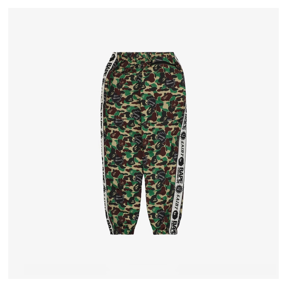 Bape × Saint Michael Collaborative Logo Tape Camo Track Pants