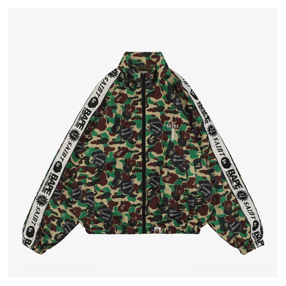 Bape × Saint Michael Co-Branded Tape Camo Jacket Front view