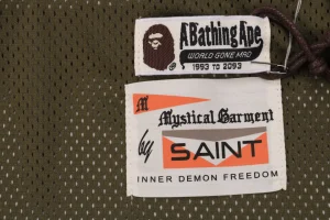 Bape × Saint Michael Co-Branded Tape Camo Jacket Brand label