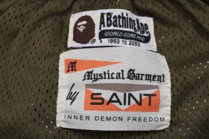 Bape × Saint Michael Collaborative Logo Tape Camo Track Pants9.jpeg