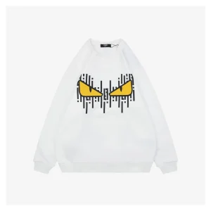 F Monster Eyes Graphic Sweatshirt White Front view