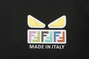 F Multicolor Monster Eyes Flocked Logo Hoodie Black Brand