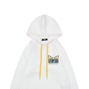 F Multicolor Monster Eyes Flocked Logo Hoodie White