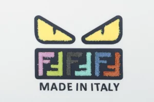 F Multicolor Monster Eyes Flocked Logo Hoodie White Brand