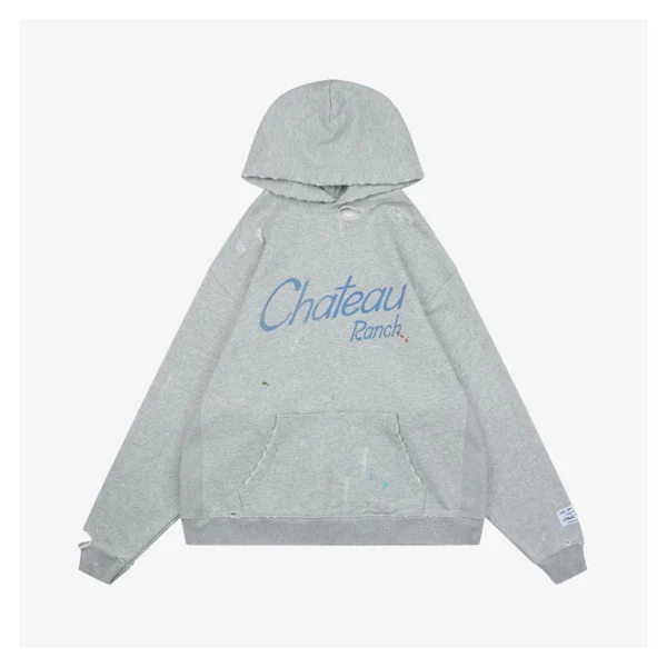 Gallery Dept Chateau Ranch Distressed Hoodie Grey Front view