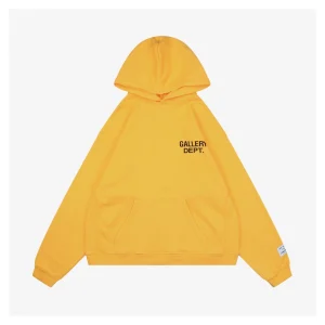 Gallery Dept Yellow Lettering Printed Hoodie Front view