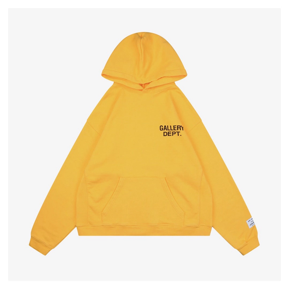 Gallery Dept Yellow Lettering Printed Hoodie Front view