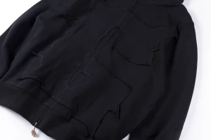 Glo Gang Black Rhinestone Spiked Full Zip Hoodie1