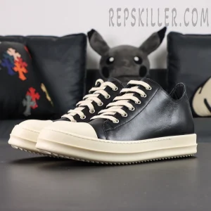 Front angled view of Hollywood Low “Black Milk” showcasing its minimalist silhouette and vintage sole.