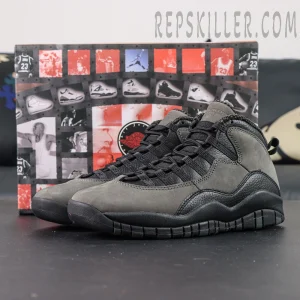 Air Jordan 10 Retro “Shadow” shown with original commemorative box celebrating Michael Jordan’s legacy.