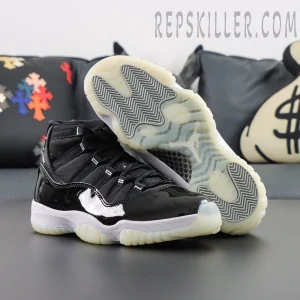 Air Jordan 11 “Jubilee / 25th Anniversary” outsole and side profile showing translucent icy sole and traction pattern.