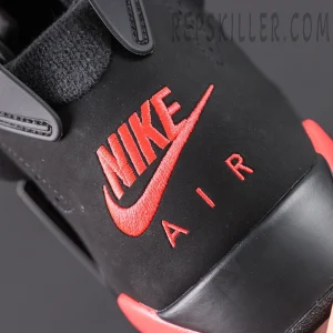 Air Jordan 6 Retro ‘Infrared’ 2019 — Rear heel close-up with red embroidered Nike Air logo.